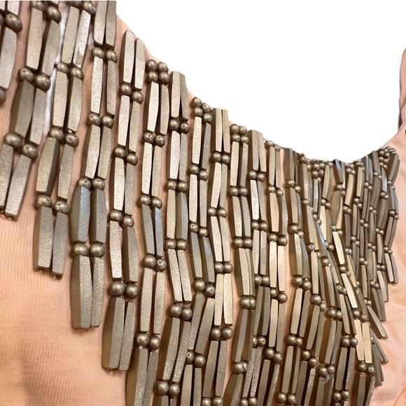 Peach Sleeveless Top with Mesh Detail - Picture 6 of 12